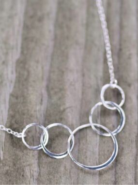 NWOT 50th Birthday Sterling Silver 5 Ring Multi Ring Necklace Women Jewelry